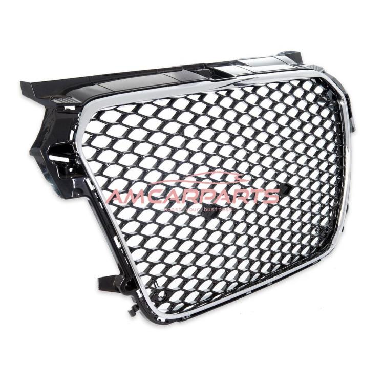 Preview: Upgrade Sportgrill / Kühlergrill für Audi A1 8X 10-14 Hochglanz Schwarz / Chrom in Wabendesign