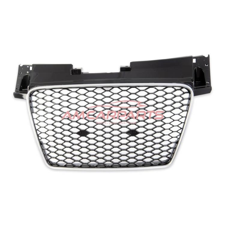 Upgrade Sportgrill / Kühlergrill für Audi TT 8J Coupe/Roadster 06-14 Hochglanz Schwarz / Silber in Wabendesign