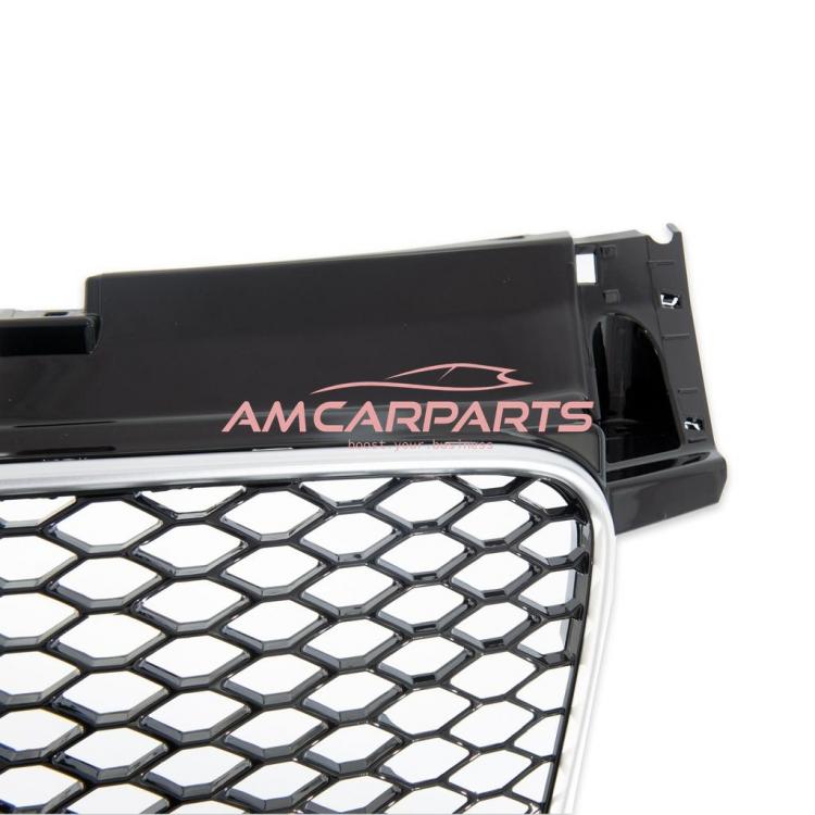 Preview: Upgrade Sportgrill / Kühlergrill für Audi TT 8J Coupe/Roadster 06-14 Hochglanz Schwarz / Silber in Wabendesign