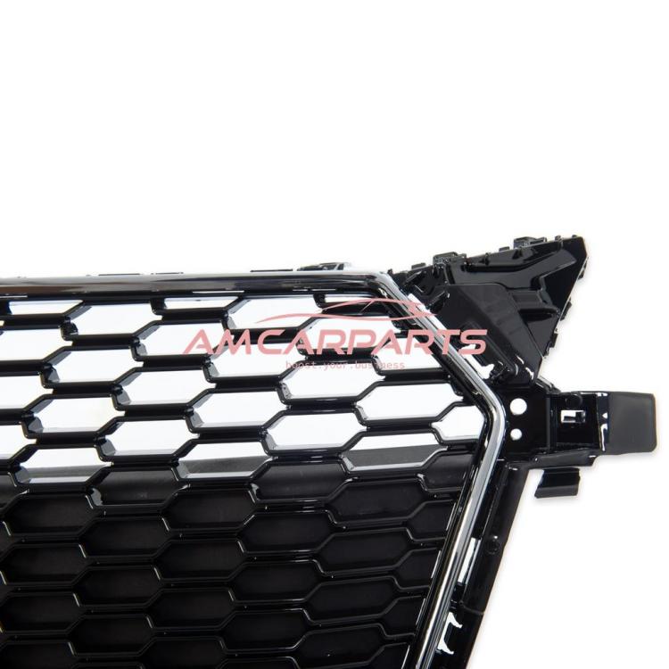 Preview: Upgrade Sportgrill / Kühlergrill für Audi TT 8S Coupe/Cabrio/Roadster 14-18 Hochglanz Schwarz / chrom in Wabendesign