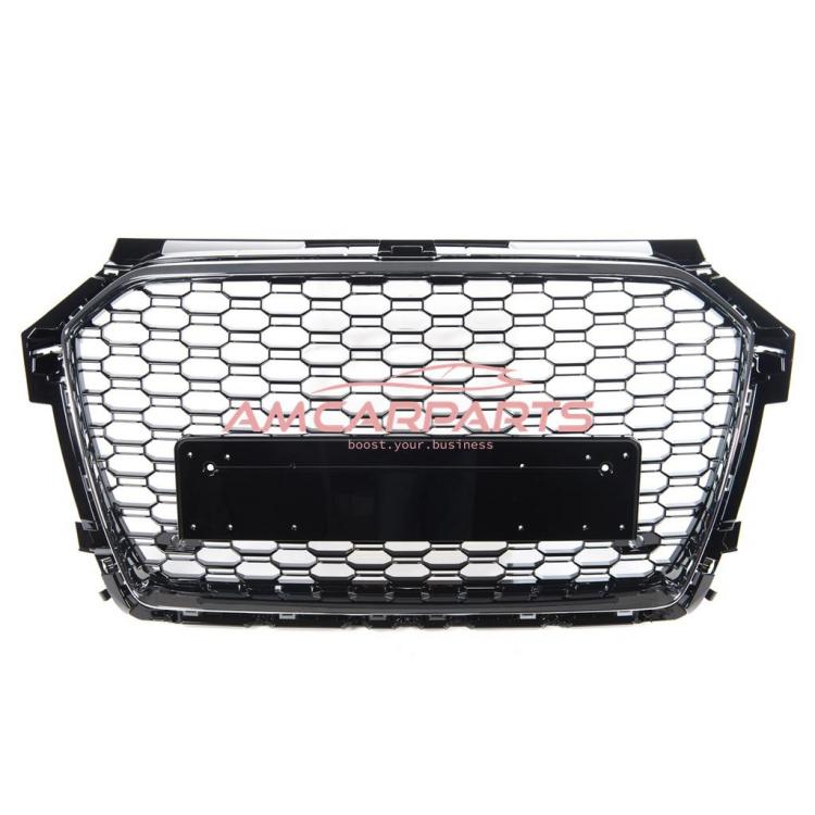 Upgrade Sportgrill / Kühlergrill für Audi A1 8X Facelift 15-18 Hochglanz Schwarz / Chrom in Wabendesign