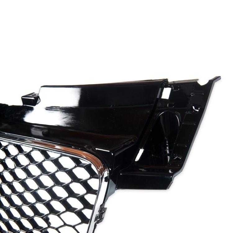 Preview: Upgrade "Plus" Sportgrill / Kühlergrill für Audi TT 8J Coupe/Roadster 06-14 Hochglanz Schwarz / Silber in Wabendesign