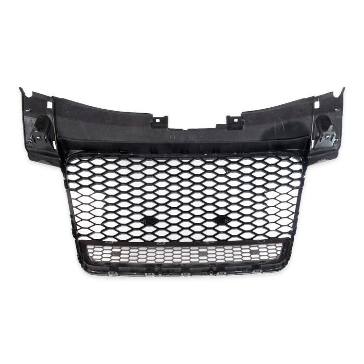 Preview: Upgrade "Plus" Sportgrill / Kühlergrill für Audi TT 8J Coupe/Roadster 06-14 Hochglanz Schwarz / Silber in Wabendesign