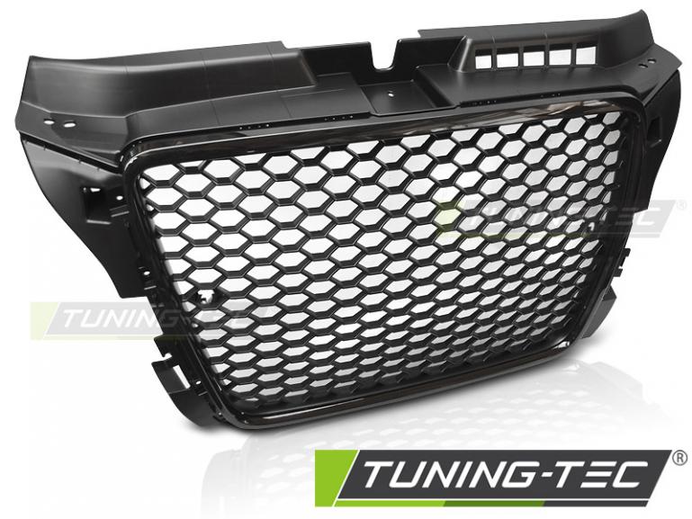 Upgrade Sportgrill / Kühlergrill für Audi A3 8P Facelift 08-12 Hochglanz schwarz in Wabendesign mit PDC