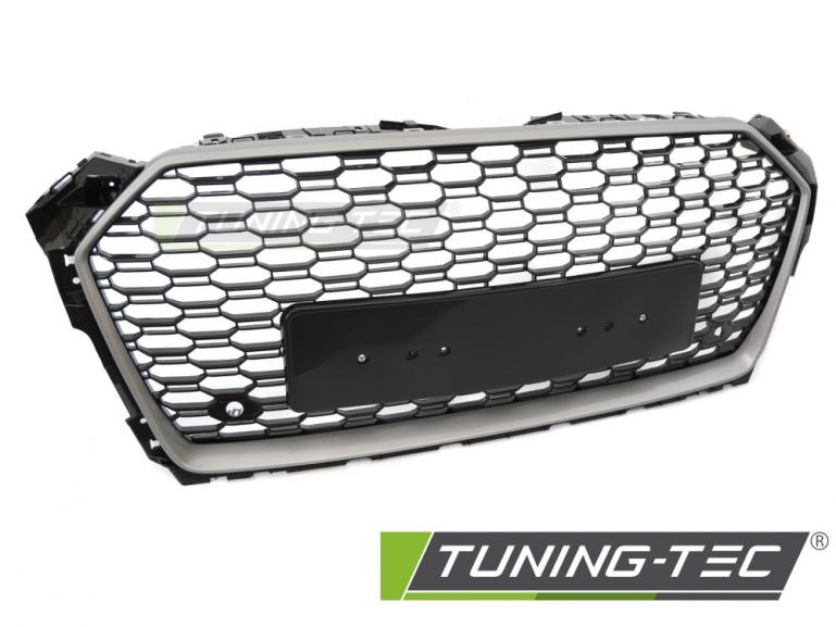 Upgrade Sportgrill / Kühlergrill passend für Audi A5 F5 16-18 Silber Schwarz in Wabendesign
