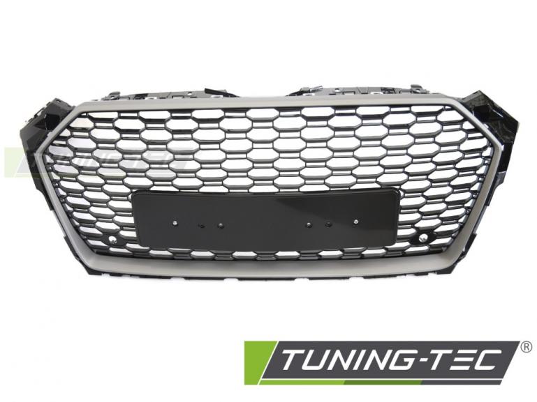 Preview: Upgrade Sportgrill / Kühlergrill passend für Audi A5 F5 16-18 Silber Schwarz in Wabendesign