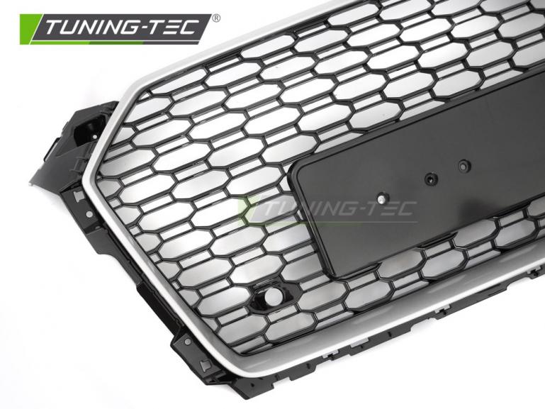 Preview: Upgrade Sportgrill / Kühlergrill passend für Audi A5 F5 16-18 Silber Schwarz in Wabendesign