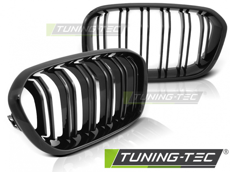Upgrade Sportgrill Nieren für BMW 1er F20/F21 Facelift 15-18 Hochglanz schwarz in Doppelsteg Design