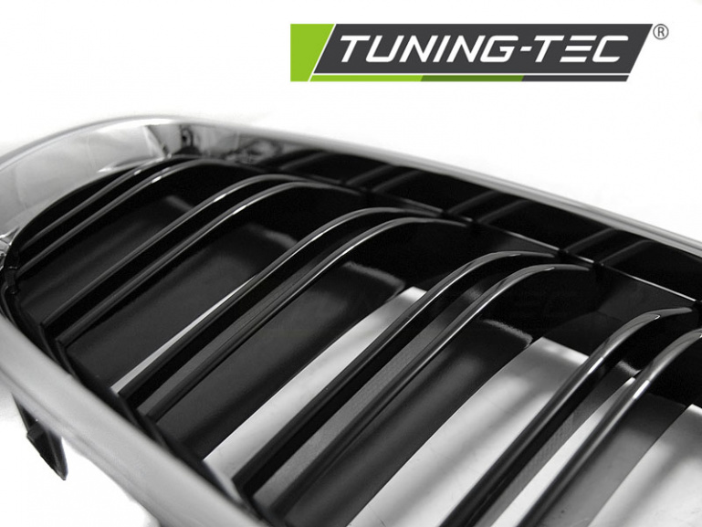 Upgrade Sportgrill Nieren für BMW 5er F10/F11 Limousine/Touring 10-16 chrom/Hochglanz schwarz in Doppelsteg Design
