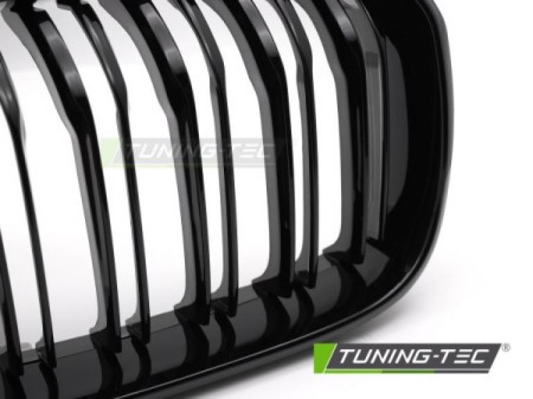 Preview: Upgrade Doppelsteg Sportgrill Nieren für BMW 1er F20/F21 Facelift 15-18 Hochglanz schwarz