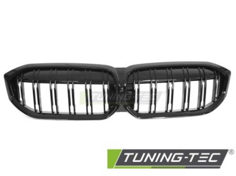 Preview: Upgrade Sportgrill Nieren für BMW 3er G20/G21 LCI 22+ Hochglanz schwarz in Doppelsteg Design