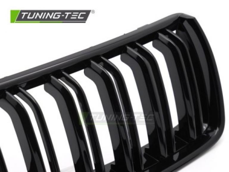 Preview: Upgrade Doppelsteg Sportgrill Nieren für BMW 3er E90/91 05-08 Hochglanz schwarz