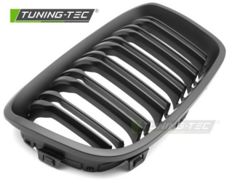 Preview: Upgrade Sportgrill / Kühlergrill Nieren für BMW 1er F20/F21 11-14 schwarz matt in Doppelsteg Design