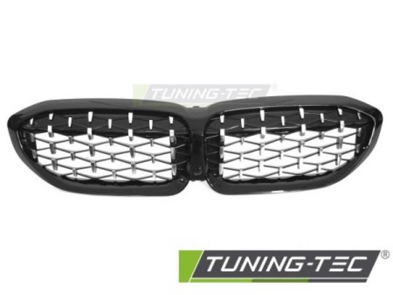 Preview: Upgrade "Teardrop" Design Sportgrill Nieren für BMW 3er G20/G21 LCI 2019+ Hochglanz schwarz/chrom