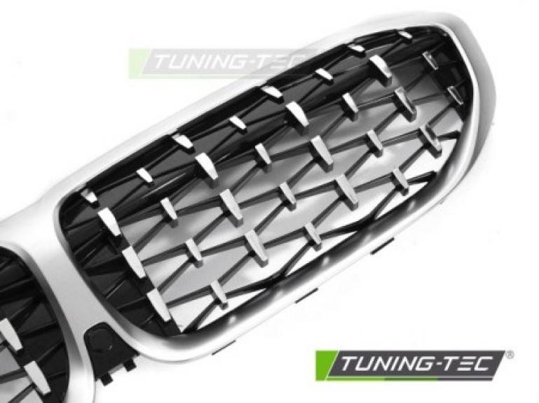 Preview: Upgrade "Teardrop" Design Sportgrill Nieren für BMW 3er G20/G21 LCI 2019+ Silber/chrom