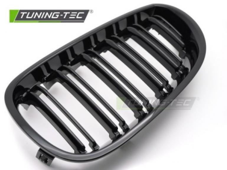 Preview: Upgrade Doppelsteg Sportgrill Nieren für BMW 5er E60/E61 03-10 Hochglanz schwarz