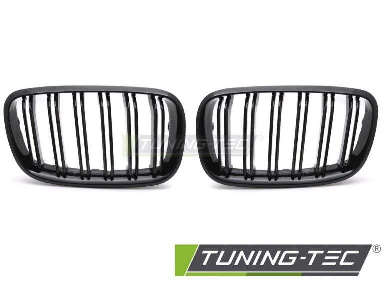 Preview: Upgrade Doppelsteg Design Sportgrill Nieren für BMW X5 E70 / X6 E71 08-14 Hochglanz schwarz