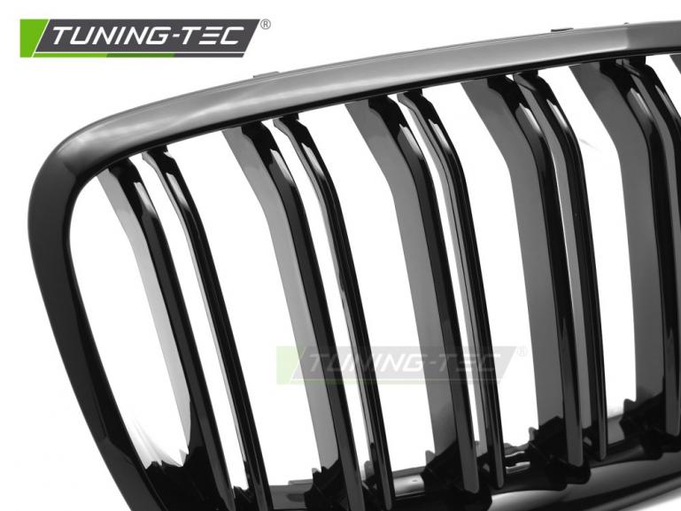 Preview: Upgrade Doppelsteg Design Sportgrill Nieren für BMW X5 E70 / X6 E71 08-14 Hochglanz schwarz