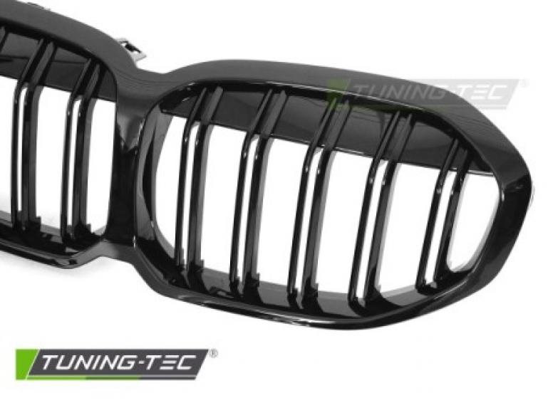 Preview: Upgrade Doppelsteg Design Sportgrill Nieren für BMW 1er F40 19-24 Hochglanz schwarz