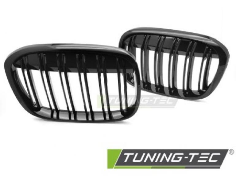 Upgrade Doppelsteg Design Sportgrill / Frontgrill Nieren für BMW X1 F48 15-20 Hochglanz schwarz