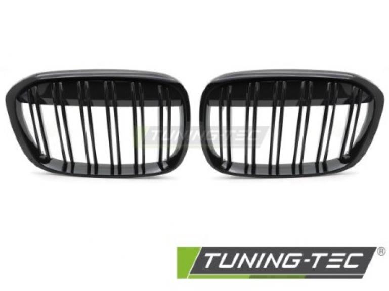 Preview: Upgrade Doppelsteg Design Sportgrill / Frontgrill Nieren für BMW X1 F48 15-20 Hochglanz schwarz