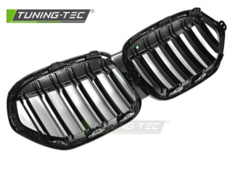 Preview: Upgrade Doppelsteg Design Sportgrill / Frontgrill Nieren für BMW X1 F48 LCI 20-22 Hochglanz schwarz