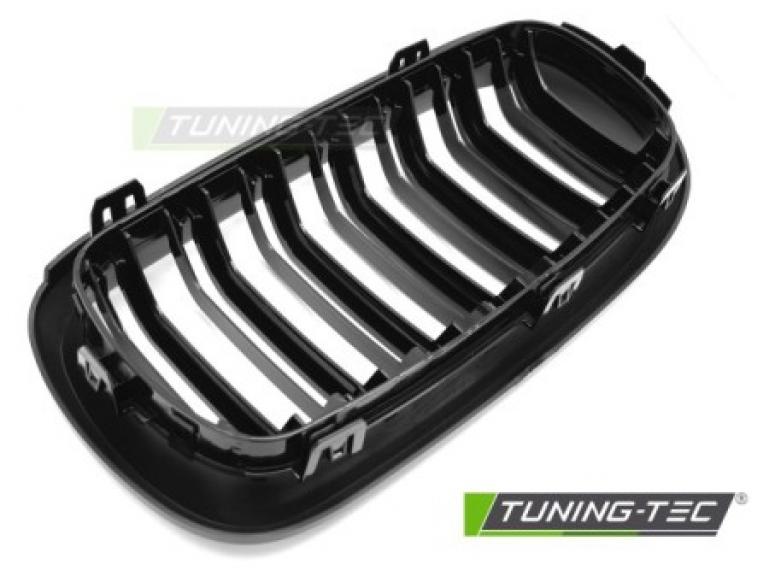 Preview: Upgrade Doppelsteg Design Sportgrill Nieren für BMW X5 F15 / X6 F16 14-19 Hochglanz schwarz