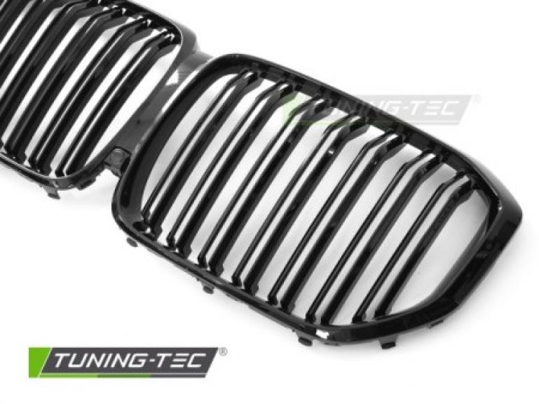 Preview: Upgrade Doppelsteg Design Sportgrill Nieren für BMW X5 G05 19-22 Hochglanz schwarz