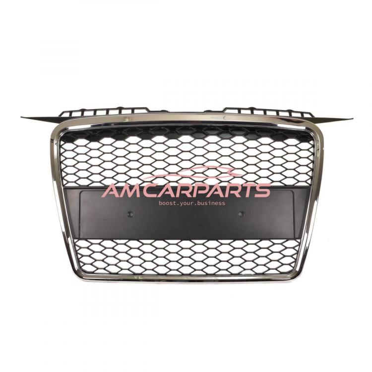 Preview: Upgrade Sportgrill / Kühlergrill für Audi A3 8P 04-08 Hochglanz Schwarz / Chrom in Wabendesign