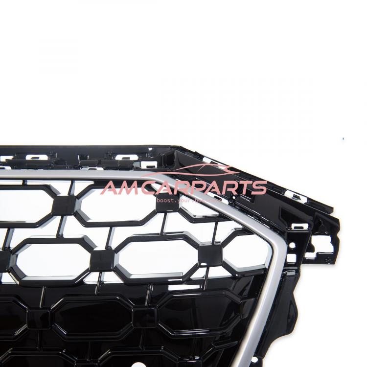 Preview: Upgrade Sportgrill / Kühlergrill für Audi A3 8Y 20+ Hochglanz Schwarz / Matt Silber in Wabendesign