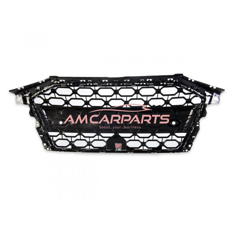 Preview: Upgrade Sportgrill / Kühlergrill für Audi A3 8Y 20+ Hochglanz Schwarz / Matt Silber in Wabendesign