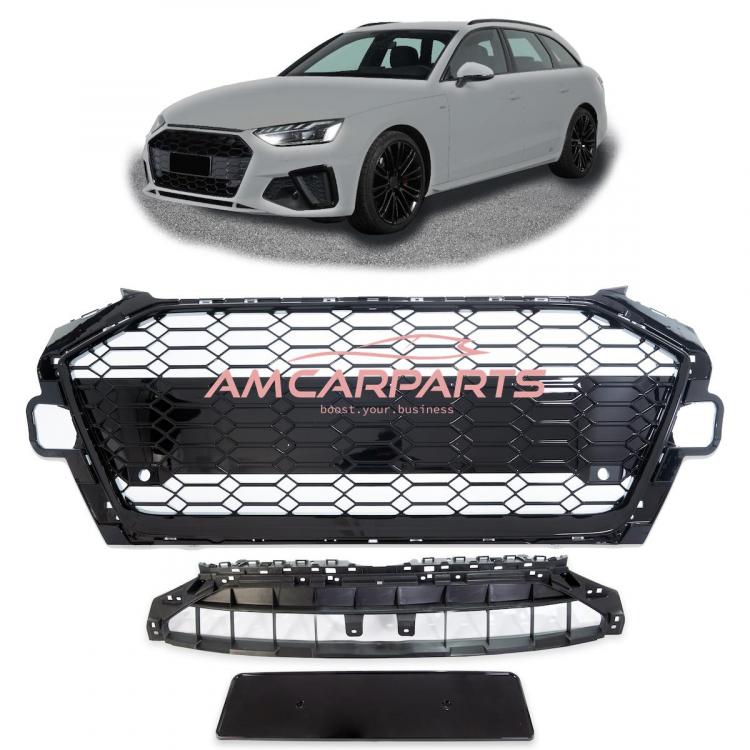 Upgrade Sportgrill / Kühlergrill für Audi A4 B9 8W Facelift 20-24 Hochglanz Schwarz in Wabendesign