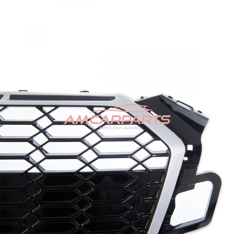 Preview: Upgrade Sportgrill / Kühlergrill für Audi A5 F5 Facelift 20-24 Hochglanz Schwarz / Matt Silber in Wabendesign