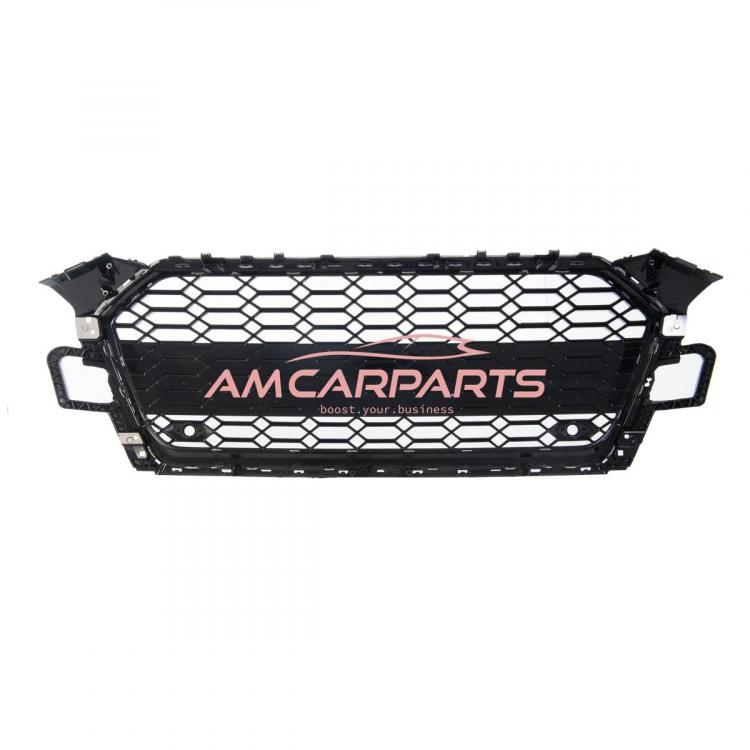 Upgrade Sportgrill / Kühlergrill für Audi A5 F5 Facelift 20-24 Hochglanz Schwarz / Matt Silber in Wabendesign