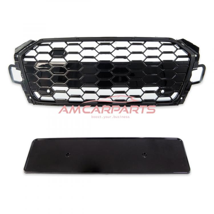 Preview: Upgrade Sportgrill / Kühlergrill für Audi A5 F5 Facelift 20-24 Hochglanz Schwarz in Wabendesign