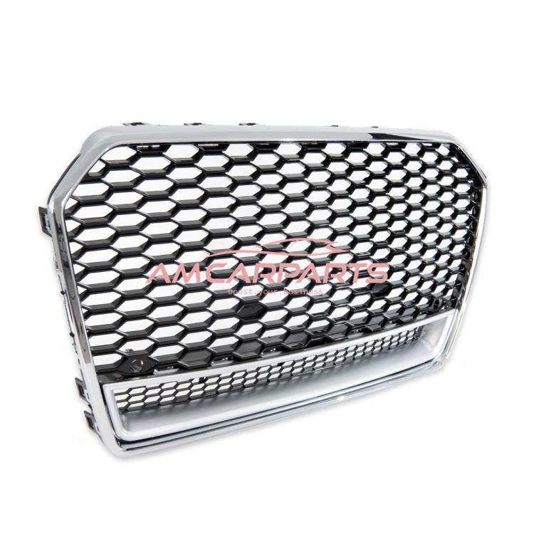 Upgrade "Plus" Sportgrill / Kühlergrill für Audi A6 C7 4G Facelift 15-18 Hochglanz Schwarz / Chrom in Wabendesign
