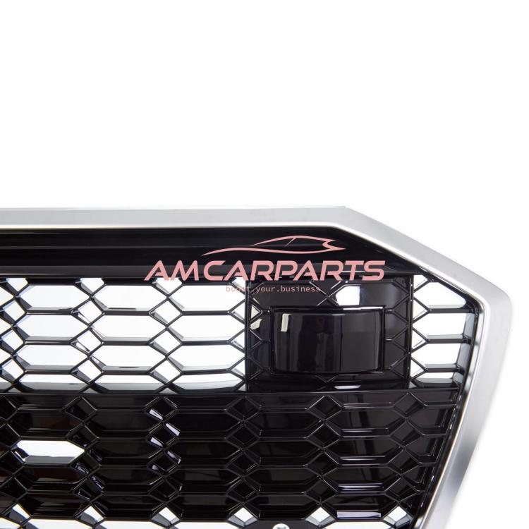 Preview: Upgrade Sportgrill / Kühlergrill für Audi A6 C8 4A 18-24 Hochglanz Schwarz / Matt Silber in Wabendesign