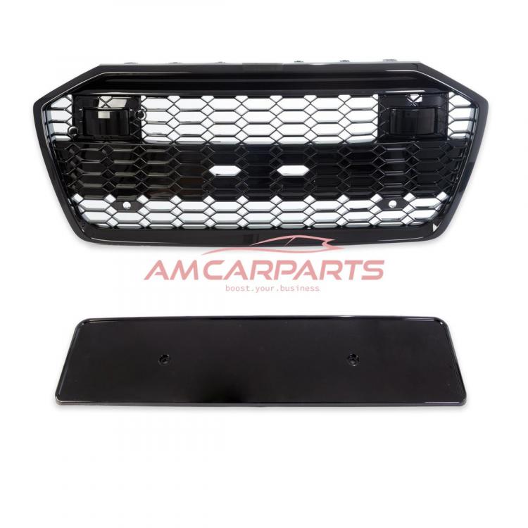 Preview: Upgrade Sportgrill / Kühlergrill für Audi A6 C8 4A 18-24 Hochglanz Schwarz in Wabendesign