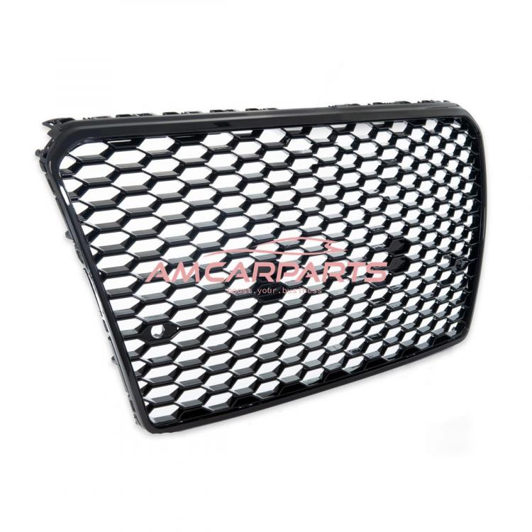 Preview: Upgrade Sportgrill / Kühlergrill für Audi A7 4G 10-14 Hochglanz Schwarz in Wabendesign
