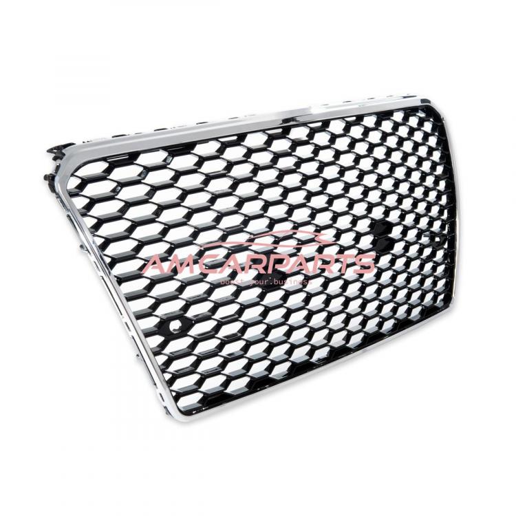 Upgrade Sportgrill / Kühlergrill für Audi A7 4G 10-14 Hochglanz Schwarz / Chrom in Wabendesign