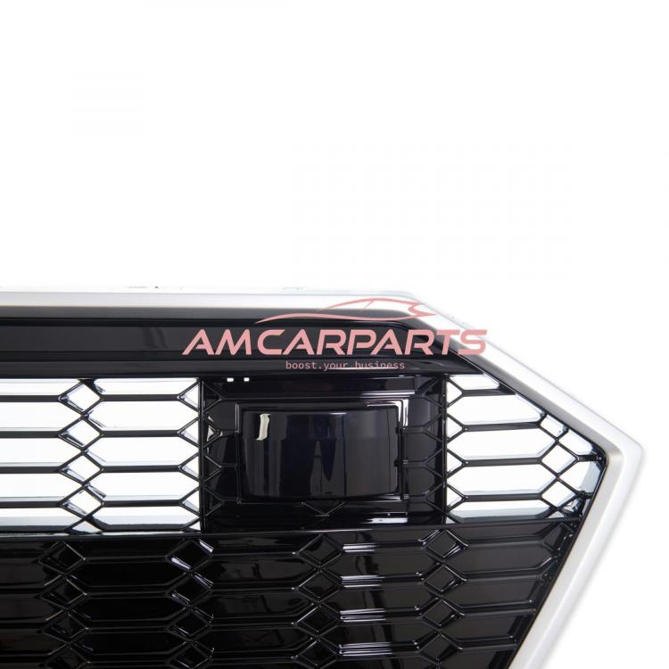 Preview: Upgrade Sportgrill / Kühlergrill für Audi A7 4K 18-24 Hochglanz Schwarz / Matt Silber in Wabendesign