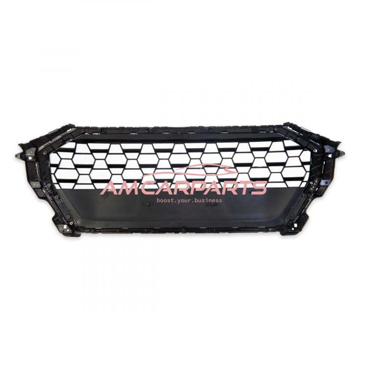 Upgrade Sportgrill / Kühlergrill für Audi Q3 F3 18+ Hochglanz Schwarz / Matt Silber in Wabendesign