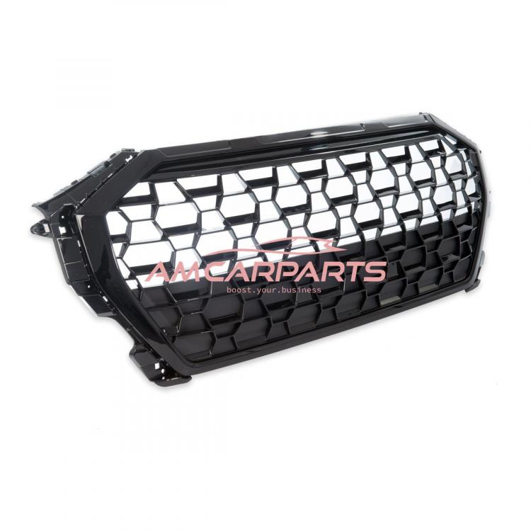 Preview: Upgrade Sportgrill / Kühlergrill für Audi Q3 F3 18+ Hochglanz Schwarz in Wabendesign