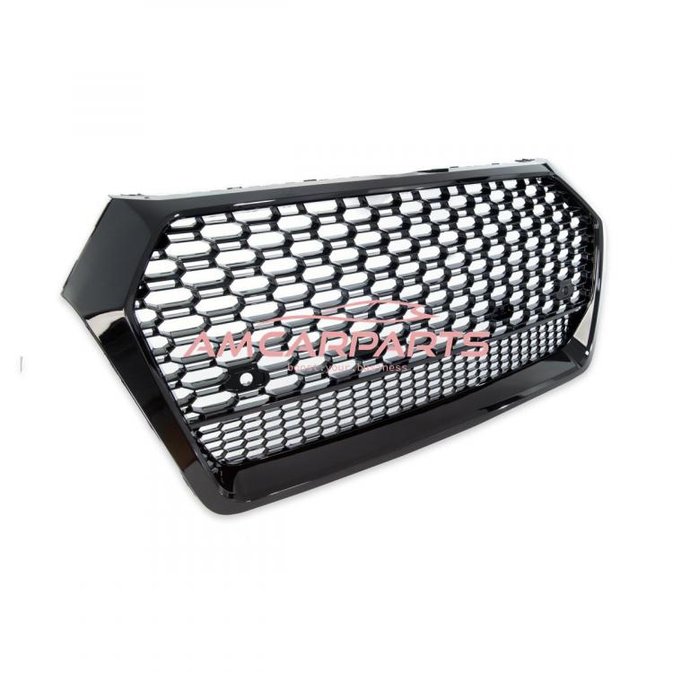 Upgrade "Plus" Sportgrill / Kühlergrill für Audi Q5 FY 17-20 Hochglanz Schwarz in Wabendesign