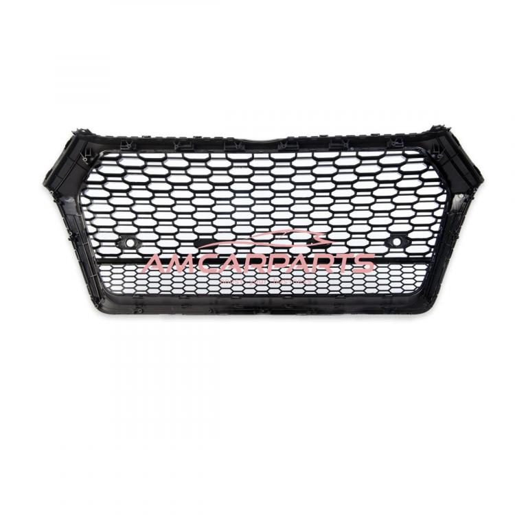 Upgrade "Plus" Sportgrill / Kühlergrill für Audi Q5 FY 17-20 Hochglanz Schwarz in Wabendesign