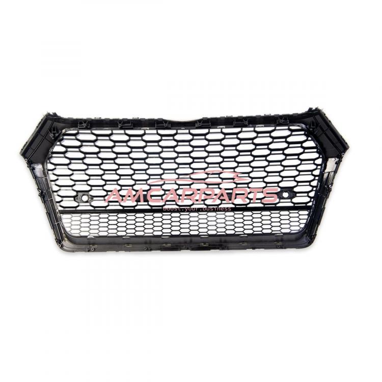 Upgrade "Plus" Sportgrill / Kühlergrill für Audi Q5 FY 17-20 Hochglanz Schwarz / Matt Silber in Wabendesign