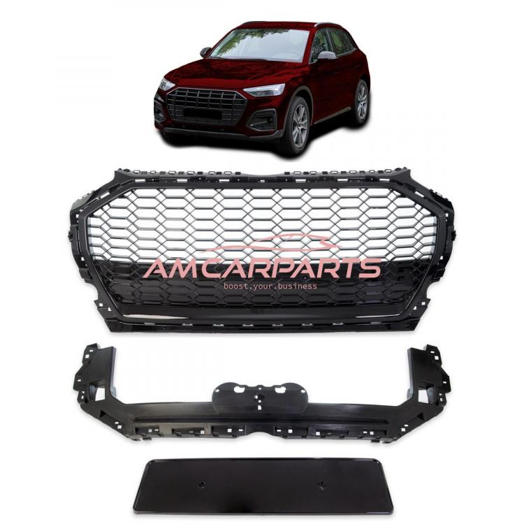 Upgrade Sportgrill / Kühlergrill für Audi Q5 FY Facelift 20+ Hochglanz Schwarz in Wabendesign