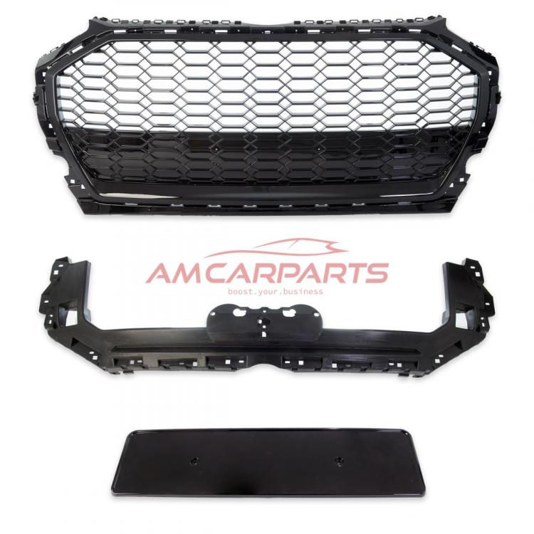 Preview: Upgrade Sportgrill / Kühlergrill für Audi Q5 FY Facelift 20+ Hochglanz Schwarz in Wabendesign