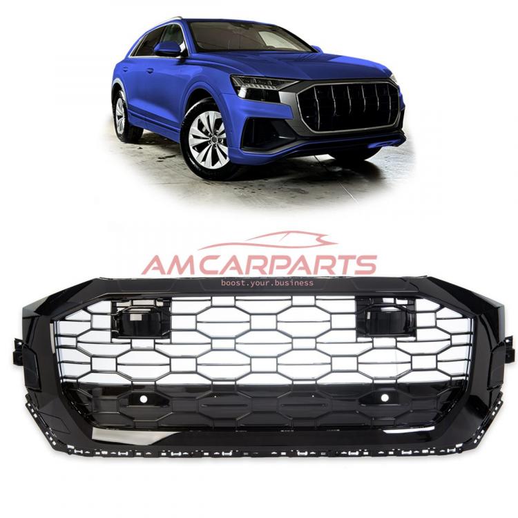 Upgrade Sportgrill / Kühlergrill für Audi Q8 4M 19+ Hochglanz Schwarz in Wabendesign