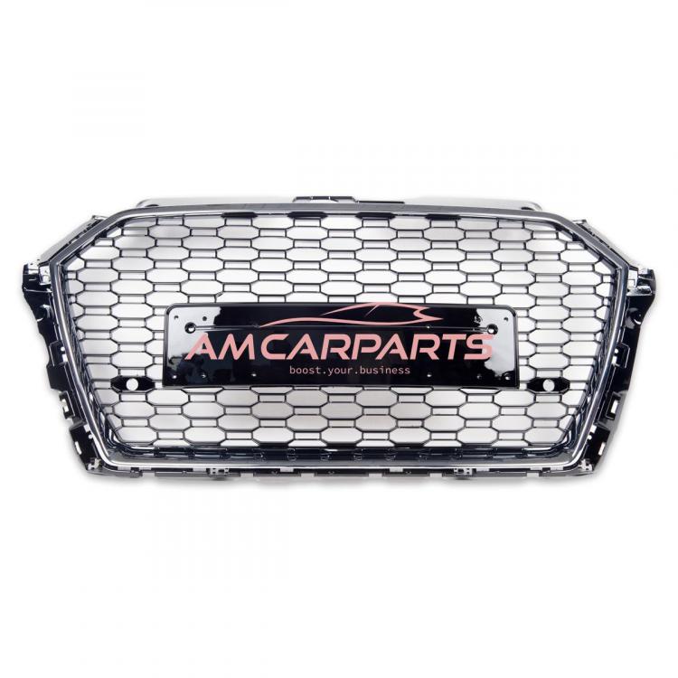 Preview: Upgrade Sportgrill / Kühlergrill für Audi A3 8V Facelift 16-19 Hochglanz Schwarz / Chrom in Wabendesign
